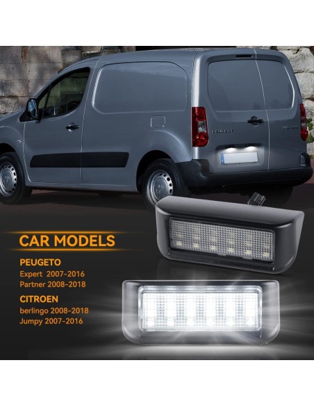 Dedicated LED License Plate Light Set for Peugeot Expert, Partner