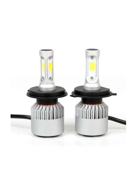 Set of 2 H4 Hi-Low COB Canbus LED Lights, 72W, 8000 Lm, 12V - 24V