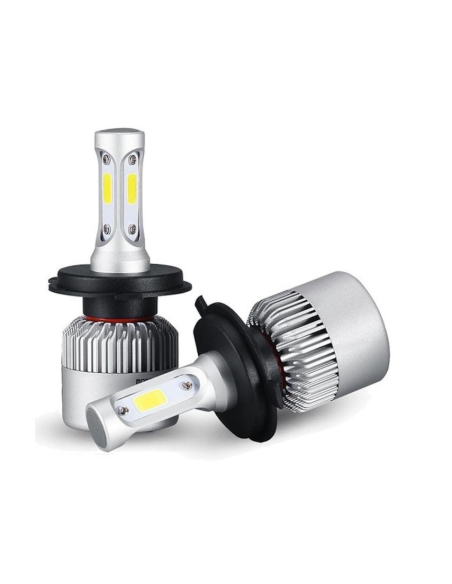 Set of 2 H4 Hi-Low COB Canbus LED Lights, 72W, 8000 Lm, 12V - 24V