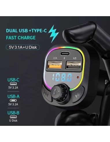 FM Modulator 12-24V Bluetooth 5.0 with Fast...