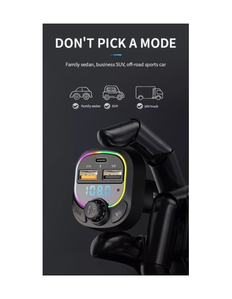 FM Модулатор 12-24V Bluetooth 5.0 с функция за бързо зареждане Fast Charge 3.0 и USB C порт - C28