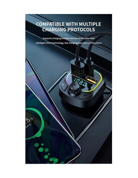 FM Модулатор 12-24V Bluetooth 5.0 с функция за бързо зареждане Fast Charge 3.0 и USB C порт - C28