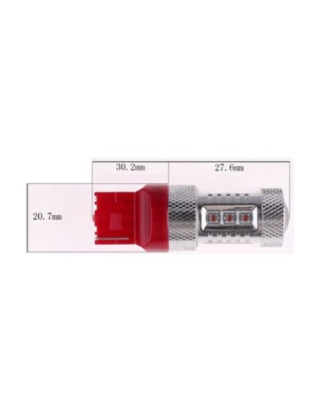 LED Car Bulb Red T20 W21W Canbus 80W, CREE, 12V-24V, No Polarity, Unique Intensity