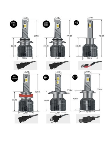 Set of 2 H4 Canbus Car LED Lights,...