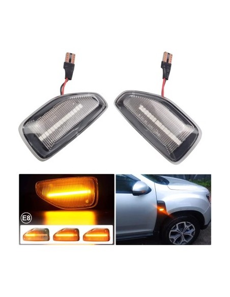 Set 2 Semnalizari Aripa LED dinamice cu sticla clara pentru Dacia Duster 2, Logan 2, Sandero 2