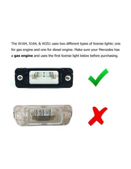 Set of 2 LED License Plate Lights for Mercedes-Benz ML W164, R W251, GL X164