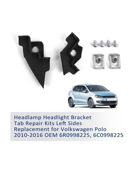 Left headlight repair kit compatible with VW Polo 6R, 6C models 2009-2017 - 6R0998225 / 6C0998225