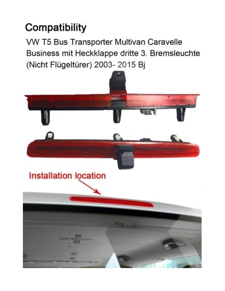 Κάμερα οπισθοπορείας συμβατή με μοντέλα Volkswagen Transporter T5 (2003 - 2016) με μία μόνο πόρτα (hatchback)