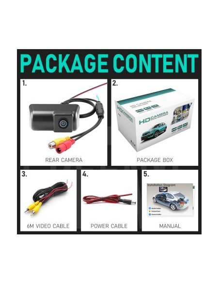 HD Reverse Camera, 170 Degree Angle with StarLight Night Vision for Ford Transit Connect - FA985