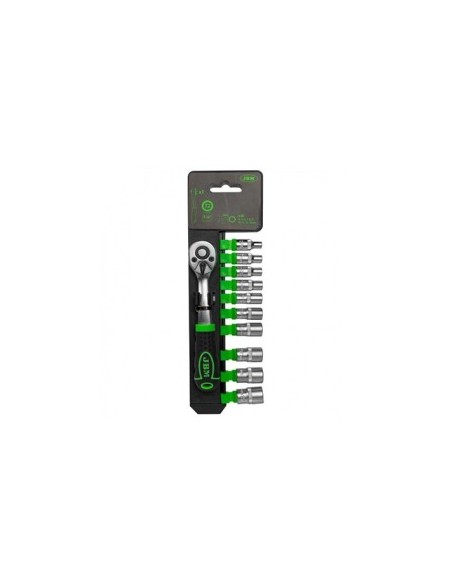 72-Tooth Ratchet Wrench Set 1/4` with Hexagonal Sockets 10pcs