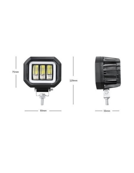 LED Projector with angel eyes for offroad car, motorcycle, ATV, power 30W, brightness 2700 lumens