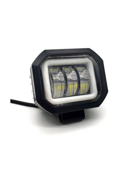 LED Projector with angel eyes for offroad car, motorcycle, ATV, power 30W, brightness 2700 lumens