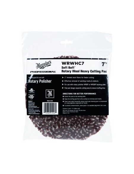Вълнен Полировъчен Пад Meguiar's Soft Buff Rotary Heavy Cutting Wool Pad 180mm