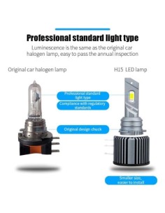 Σετ 2 LED H15 60W, 6000K, 12.000 Λούμενι, 12V-24V 2