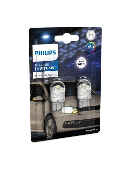 Set of 2 LED car bulbs White W21/5W Philips Ultinon Pro3100 SL brake light/rear light