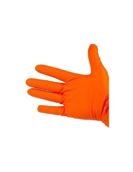 Orange Nitrile Gloves Set, textured GOGRIP, set of 50 pcs