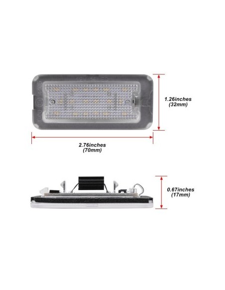 Set of 2 LED License Plate Lights for Fiat 500, 500C 2009-2015 European Model