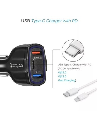 Φορτιστής αυτοκινήτου 12-24V Fast Charge με...