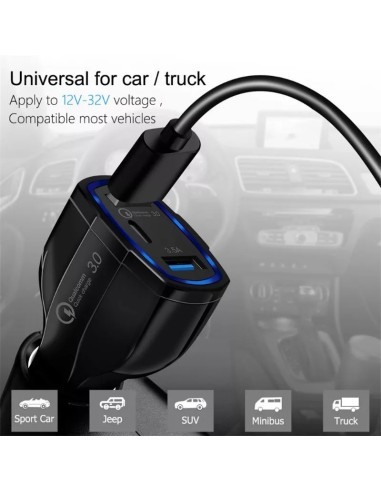 Φορτιστής αυτοκινήτου 12-24V Fast Charge με...