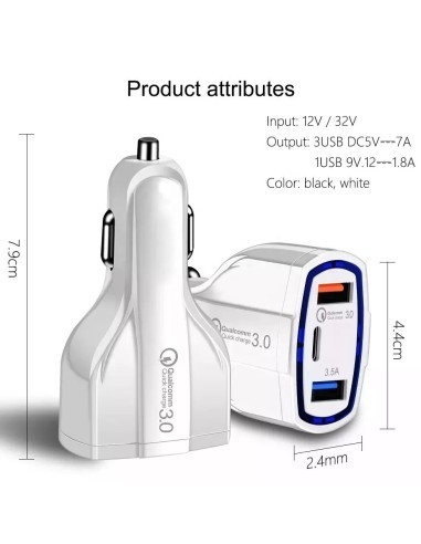Φορτιστής αυτοκινήτου 12-24V Fast Charge με...