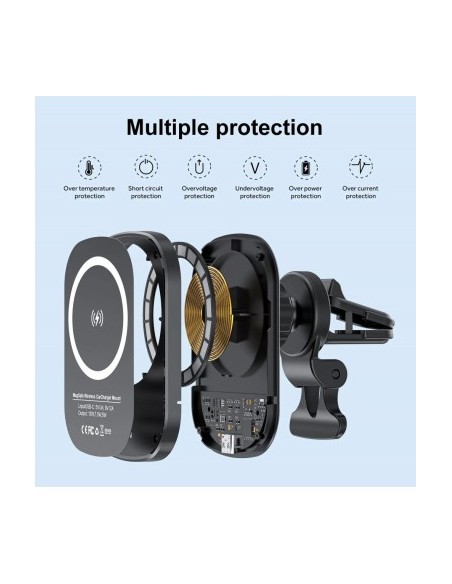 MagSafe Magnetic Car Mount with 15W Fast Wireless Charging QC3.0 Qi Standard - CWCPH-D10