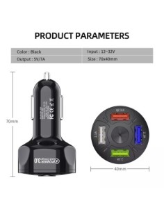 Car charger 12-24V Fast Charge with USB port and QC3.0 -... 2