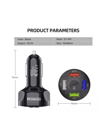 Car charger 12-24V Fast Charge with USB port and QC3.0 - BK358