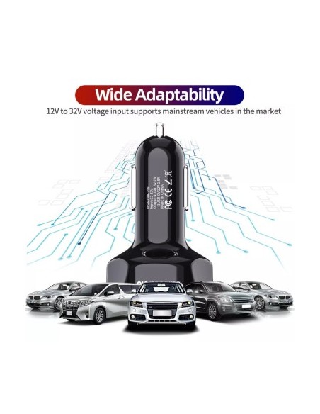 Autós töltő 12-24V Gyors Töltés USB porttal és QC3.0 - BK358