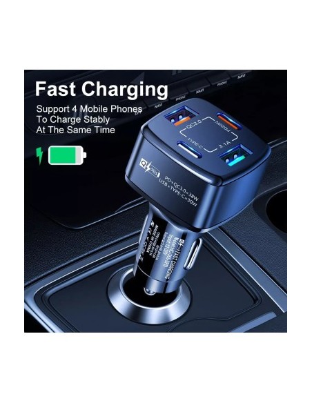 Φορτιστής αυτοκινήτου 12-24V Fast Charge με θύρα PD 20W και QC3.0 18W - BK365-BLACK