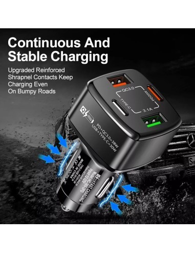 Φορτιστής αυτοκινήτου 12-24V Fast Charge με...