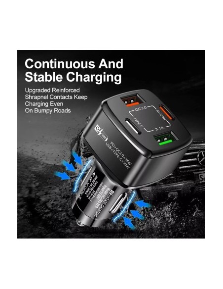 Φορτιστής αυτοκινήτου 12-24V Fast Charge με θύρα PD 20W και QC3.0 18W - BK365-BLACK