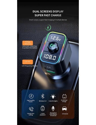 FM Modulator 12-24V Bluetooth 5.0 autós töltő...