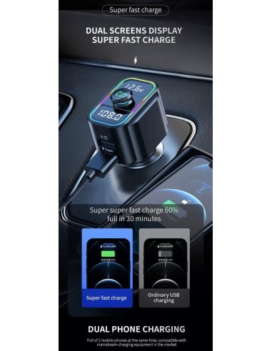 FM Modulator 12-24V Bluetooth 5.0 autós töltő...