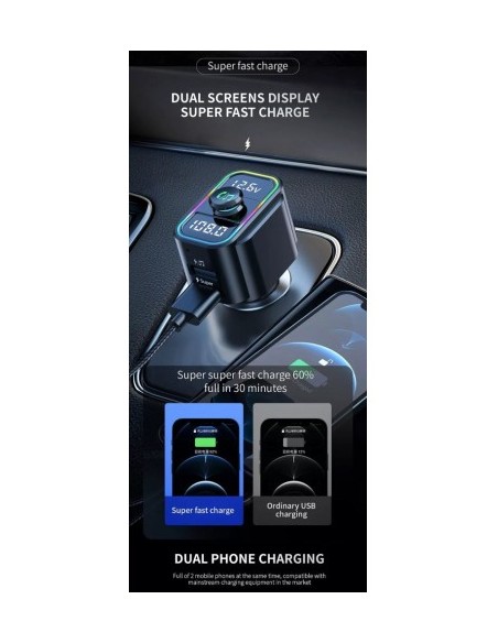 FM Modulator 12-24V Bluetooth 5.0 with car charger function 22W Super Charge - C23