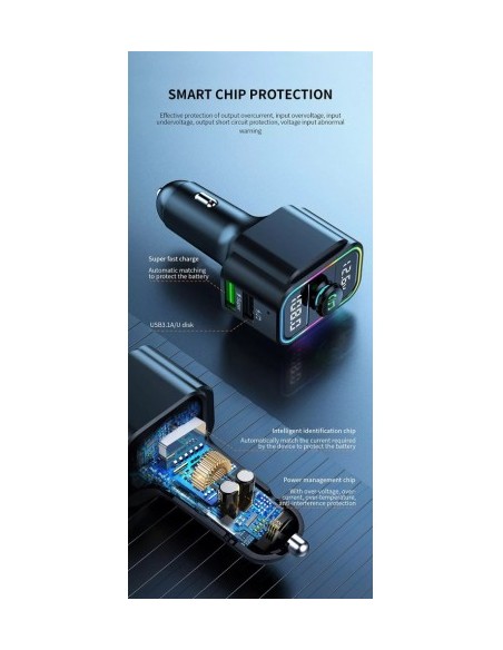 FM Modulator 12-24V Bluetooth 5.0 with car charger function 22W Super Charge - C23