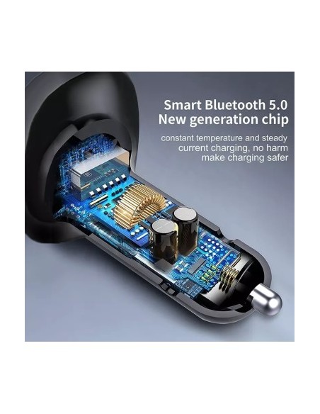 Modulator FM 12-24V Bluetooth 5.0 με λειτουργία φορτιστή αυτοκινήτου 22W Fast Charge 3.0 και θύρα USB C - C19