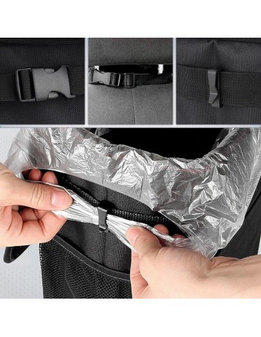 Car trash can with lid, storage pockets,...