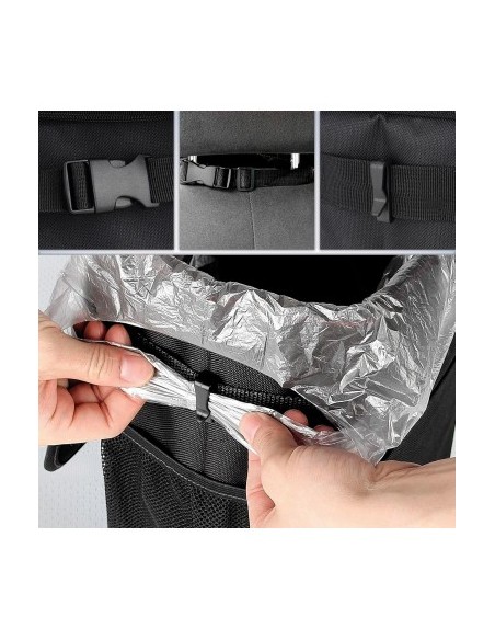 Car trash can with lid, storage pockets, foldable, 12L, 20 x 20 x 30 cm, Swiss Drive