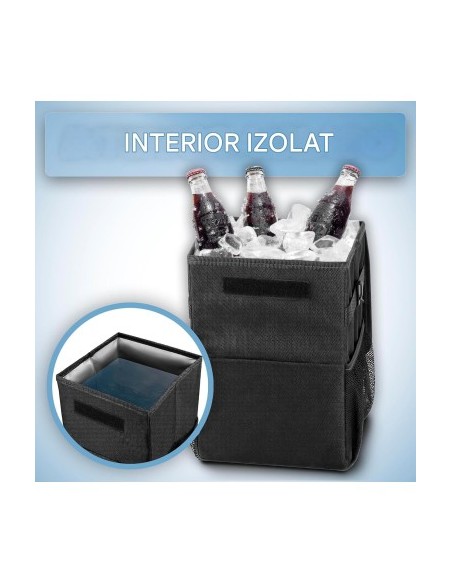 Car trash can with lid, storage pockets, foldable, 12L, 20 x 20 x 30 cm, Swiss Drive