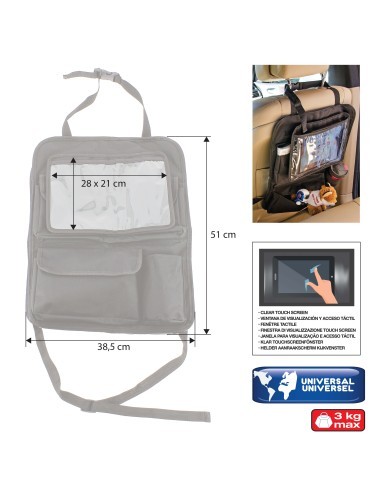 Chair back organizer with tablet holder, CAR+