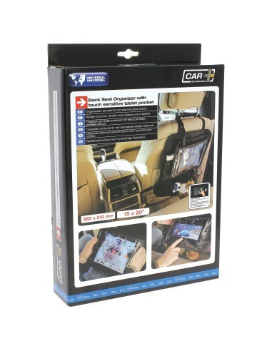 Chair back organizer with tablet holder, CAR+