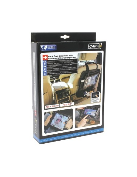 Chair back organizer with tablet holder, CAR+