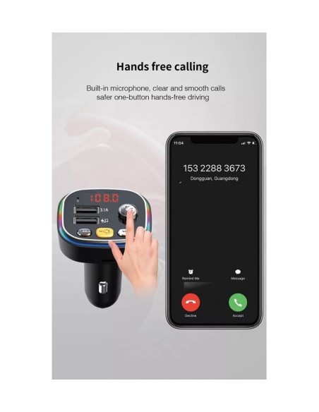 FM Modulator 12-24V Bluetooth 5.0 with car charger Fast Charge function - C20