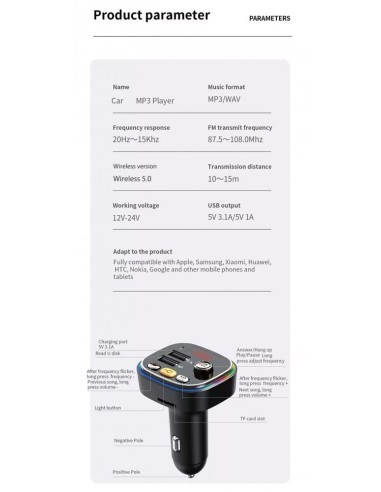 FM Modulator 12-24V Bluetooth 5.0 with car...