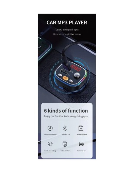FM Modulator 12-24V Bluetooth 5.0 with car charger Fast Charge function - C20
