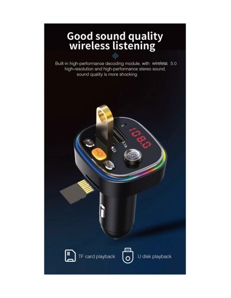 FM Modulator 12-24V Bluetooth 5.0 with car charger Fast Charge function - C20