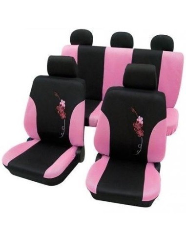 Universal Seat Covers Set Flower Petex Pink