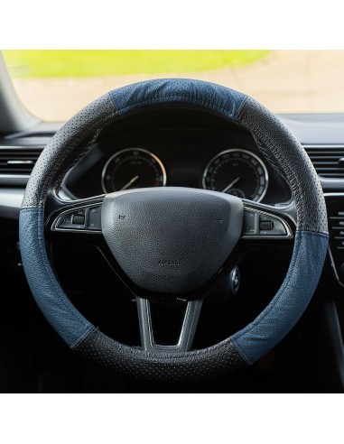 Perforated Natural Leather Steering Wheel Cover...