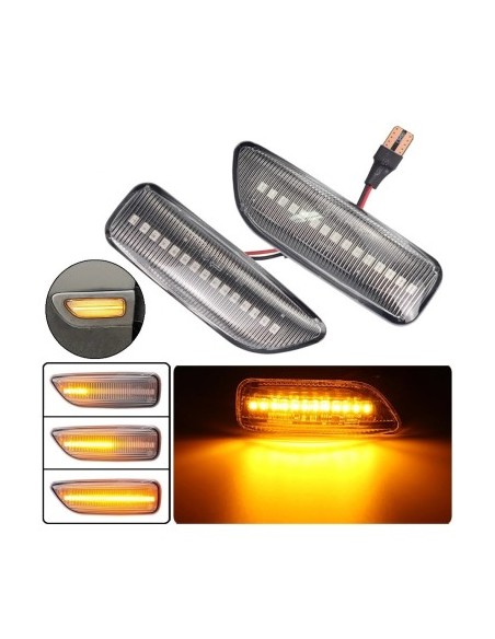 Set of 2 Dynamic LED Wing Indicators with Clear Glass for VOLVO XC90, XC70, S60, S80, V70