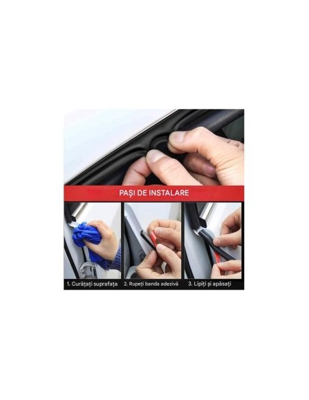 Universal triple profile car weatherstrip roll 4.3 m, self-adhesive